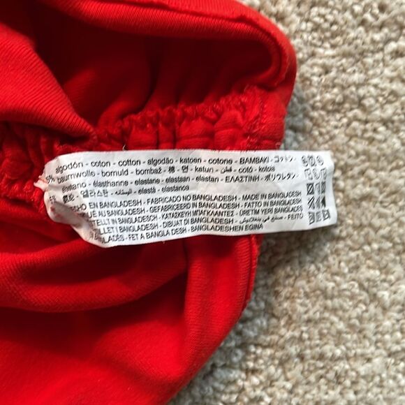 Zara Red Ruched Crop Muscle Tee size small - Picture 7 of 7